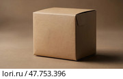 Simple brown cardboard box placed on a neutral background in a minimalist setting showcasing packaging design. Стоковое AI-изображение, AI-художник Сергей Толмачёв / Фотобанк Лори