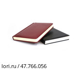 Concept diary with leather cover isolated on white background. Стоковое фото, фотограф Елена  Попкова / Фотобанк Лори