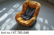 Baby car seatclean minimalist layout, top view, minimalist style. Детское автокресло, минималистичный дизайн, вид сверху, минималистичный стиль. Стоковое AI-изображение, AI-художник Katsiaryna Repich / Фотобанк Лори
