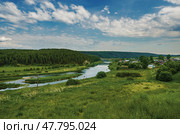Rural landscape. Russia, Sverdlovsk region, Alapaevsky district, river Rezh (2017 год). Стоковое фото, фотограф Сергей Завьялов / Фотобанк Лори