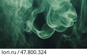 Ethereal green smoke dancing in slow motion across dark background. Стоковое AI-видео, аниматор Sabyna75 / Фотобанк Лори