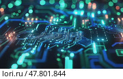 Dynamic neon circuit board with pulsing lights and technological energy flow. Стоковое AI-видео, аниматор Sabyna75 / Фотобанк Лори