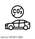 emission free car carbon line icon vector illustration. Стоковая иллюстрация, иллюстратор Vectorwin / Фотобанк Лори