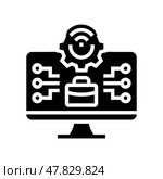 information technology management business glyph icon vector illustration. Стоковая иллюстрация, иллюстратор Vectorwin / Фотобанк Лори