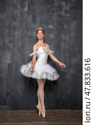 Studio portrait of a ballerina in a white tutu. Стоковое фото, фотограф Андрей Аркуша / Фотобанк Лори