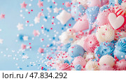 Celebration dessert cascade: sweets for the Fourth of July. Стоковое AI-изображение, AI-художник Данила Большаков / Фотобанк Лори