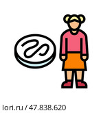 kid girl helminth worm color icon vector illustration. Стоковая иллюстрация, иллюстратор Vectorwin / Фотобанк Лори