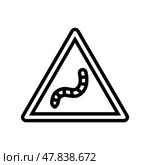 warning symbol worm parasite line icon vector illustration. Стоковая иллюстрация, иллюстратор Vectorwin / Фотобанк Лори