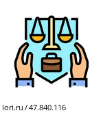 legal shield corporate law color icon vector illustration. Стоковая иллюстрация, иллюстратор Vectorwin / Фотобанк Лори