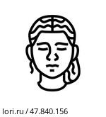 sorrow woman expression line icon vector illustration. Стоковая иллюстрация, иллюстратор Vectorwin / Фотобанк Лори