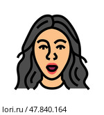 surprise woman expression color icon vector illustration. Стоковая иллюстрация, иллюстратор Vectorwin / Фотобанк Лори