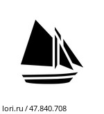 sloop ancient ship glyph icon vector illustration. Стоковая иллюстрация, иллюстратор Vectorwin / Фотобанк Лори