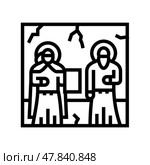 fresco byzantine line icon vector illustration. Стоковая иллюстрация, иллюстратор Vectorwin / Фотобанк Лори