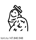 grooming cat breeding line icon vector illustration. Стоковая иллюстрация, иллюстратор Vectorwin / Фотобанк Лори
