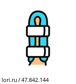 splint for finger fracture color icon vector illustration. Стоковая иллюстрация, иллюстратор Vectorwin / Фотобанк Лори