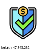 secure transaction shield decentralized application color icon vector illustration. Стоковая иллюстрация, иллюстратор Vectorwin / Фотобанк Лори