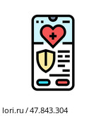 health insurance app healthcare innovation color icon vector illustration. Стоковая иллюстрация, иллюстратор Vectorwin / Фотобанк Лори