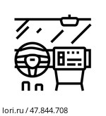 car with screen display auto tainment line icon vector illustration. Стоковая иллюстрация, иллюстратор Vectorwin / Фотобанк Лори