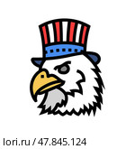 bald eagle uncle sam hat color icon vector illustration. Стоковая иллюстрация, иллюстратор Vectorwin / Фотобанк Лори