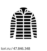 insulated jacket ultralight hiking glyph icon vector illustration. Стоковая иллюстрация, иллюстратор Vectorwin / Фотобанк Лори
