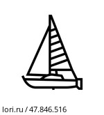 sloop sailing sport line icon vector illustration. Стоковая иллюстрация, иллюстратор Vectorwin / Фотобанк Лори