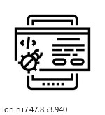 tablet debug line icon vector illustration. Стоковая иллюстрация, иллюстратор Vectorwin / Фотобанк Лори