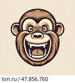 The artwork showcases a monkey with a big grin and wide eyes, emphasizing its playful and lively nature. Стоковое AI-изображение, AI-художник Данила Большаков / Фотобанк Лори