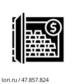 millionaire safe with gold glyph icon vector illustration. Стоковая иллюстрация, иллюстратор Vectorwin / Фотобанк Лори