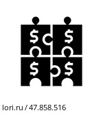 financial puzzle and diversification glyph icon vector illustration. Стоковая иллюстрация, иллюстратор Vectorwin / Фотобанк Лори
