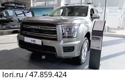 Haval H5 vehicle inside in the official dealer center. Chinese automobile manufacturer. Редакционное видео, видеограф FotograFF / Фотобанк Лори