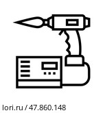 manual arc welding line icon vector illustration. Стоковая иллюстрация, иллюстратор Vectorwin / Фотобанк Лори