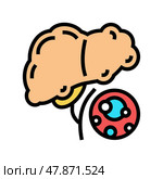 fatty liver dystrophy disease color icon vector illustration. Стоковая иллюстрация, иллюстратор Vectorwin / Фотобанк Лори