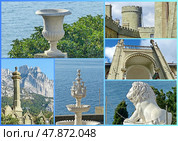 Воронцовский (Алупкинский) дворец - памятник романтизма, построенный в неомавританском стиле в 1828-1848 годах по проекту известного английского архитектора Эдварда Блора (1789—1879). Фотоколлаж. Редакционное фото, фотограф Сергей Елизарьев / Фотобанк Лори