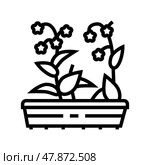 flowers gardening line icon vector illustration. Стоковая иллюстрация, иллюстратор Vectorwin / Фотобанк Лори