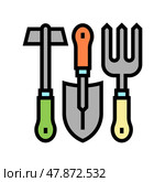 instrument set for gardening color icon vector illustration. Стоковая иллюстрация, иллюстратор Vectorwin / Фотобанк Лори