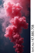 Bright plumes of colored smoke billow against a serene sky, infusing the natural landscape with a cascade of vibrant hues. This spectacle captivates onlookers, enhancing the ambiance. Generative AI. Стоковое AI-изображение, AI-художник Юлия Петровская / Фотобанк Лори