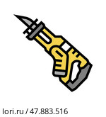 reciprocating saw tool color icon vector illustration. Стоковая иллюстрация, иллюстратор Vectorwin / Фотобанк Лори