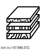 sheets of wood materials line icon vector illustration. Стоковая иллюстрация, иллюстратор Vectorwin / Фотобанк Лори