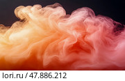 Soft orange and pink smoke wisps dance and blend together, forming an eye-catching abstract composition on a dark backdrop. Стоковое AI-изображение, AI-художник Данила Большаков / Фотобанк Лори