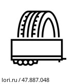 trailer tires line icon vector illustration. Стоковая иллюстрация, иллюстратор Vectorwin / Фотобанк Лори