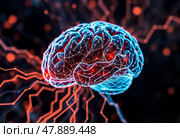 Человеческий мозг и алгоритм решения изобретательских задач. Стоковое AI-изображение, AI-художник Ольга Денис / Фотобанк Лори