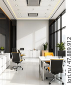 Modern office interior. Scandinavian style workplace. Стоковое AI-изображение, AI-художник Iva Noel / Фотобанк Лори