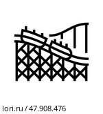 rollercoaster amusement park line icon vector illustration. Стоковая иллюстрация, иллюстратор Vectorwin / Фотобанк Лори