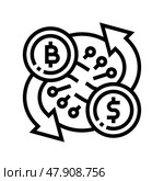 exchange cryptocurrency line icon vector illustration. Стоковая иллюстрация, иллюстратор Vectorwin / Фотобанк Лори