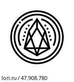 eos cryptocurrency coin line icon vector illustration. Стоковая иллюстрация, иллюстратор Vectorwin / Фотобанк Лори