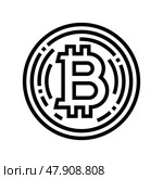 bitcoin cryptocurrency line icon vector illustration. Стоковая иллюстрация, иллюстратор Vectorwin / Фотобанк Лори