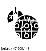 painful coughing symptom mesothelioma glyph icon vector illustration. Стоковая иллюстрация, иллюстратор Vectorwin / Фотобанк Лори