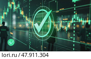 Green check mark is displayed on a computer screen. Стоковое AI-видео, аниматор Sergey Grishin / Фотобанк Лори