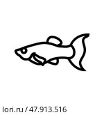molly fish line icon vector illustration. Стоковая иллюстрация, иллюстратор Vectorwin / Фотобанк Лори