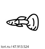 guppy fish line icon vector illustration. Стоковая иллюстрация, иллюстратор Vectorwin / Фотобанк Лори